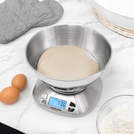 PantryPro Digital Kitchen Scale with Bowl - Stainless Steel 12lbs Capacity - LCD Display Grams and Ounces Battery Included