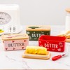 YumiPLUS Pink Ceramic Butter Dish with Bamboo Lid and Knife,