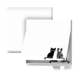 LETRLYK 2 Pack Sticky Notes 3x3 Inches, Bright Cute Strong Sticking Power, Easy to Post for Home, Office, 80sheets/Pads, Black Skleton Cats