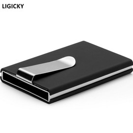 LIGICKY Credit Card Holder with Aluminum Blocking Money Clip Pop-up Business Card Case Wallet