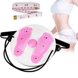 Ab Twist Waist Disc Board,1 PCS Upgraded Adjustable Waist Trainer Twisting Disc with Handles and 1 PCS Leather Tape Measure Multi-function Home Fitness Foot Massage (Pink)
