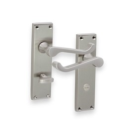 Satin Nickel Victorian Scroll Lever Latch Lock Bathroom Privacy Door Handles, Suitable for All Types of Internal Doors (Bathroom Handle)