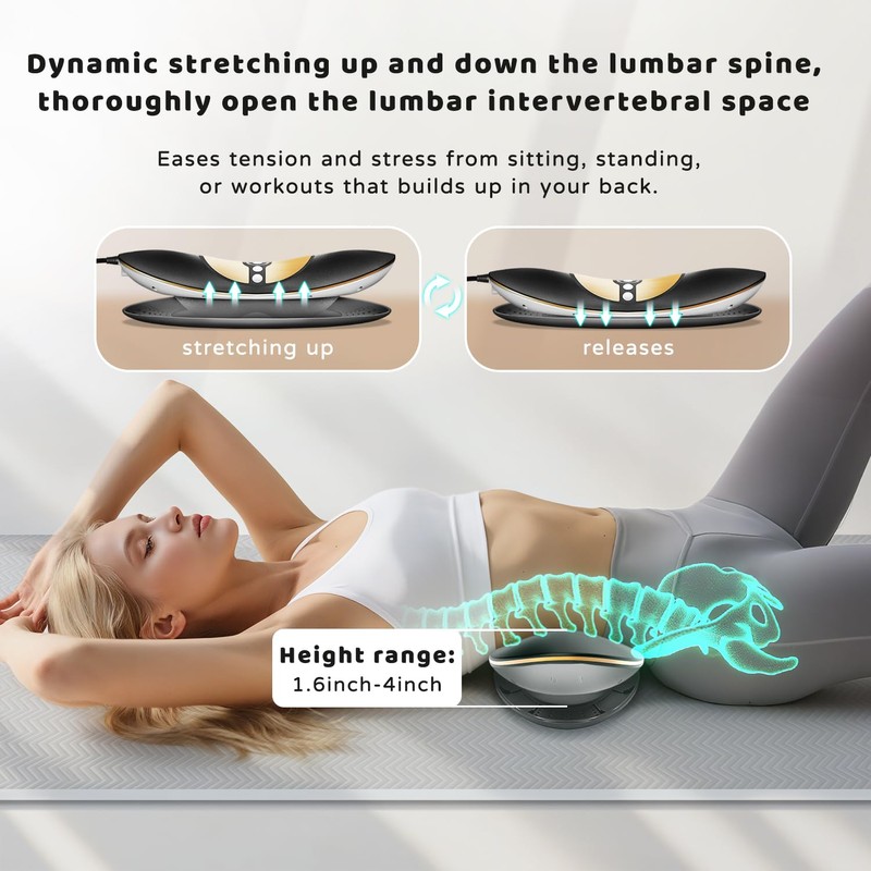Electric Lumbar Traction Device, 4-in-1 Lower Back Massager with Dynamic