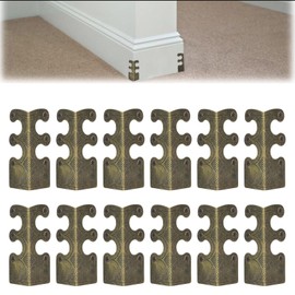 INCREWAY Metal Baseboard Corner Protectors, 12PCS Vintage Skiffers Skirting Decorative Protector Cover Table Corner Edge Cover Safety Bracket with Screws, Bronze