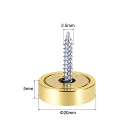 uxcell Mirror Screws Decorative Cap Cover Nails Polished Gold 20mm 8pcs