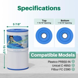 TOREAD Watkins 31489 Replacement Filter, Compatible Pleatco PWK30, Unicel C-6430, Filbur FC-3915, P/N0969601, 71825, 73178, 73250, 30 sq. ft. Hot Spring Spa Filter (4)
