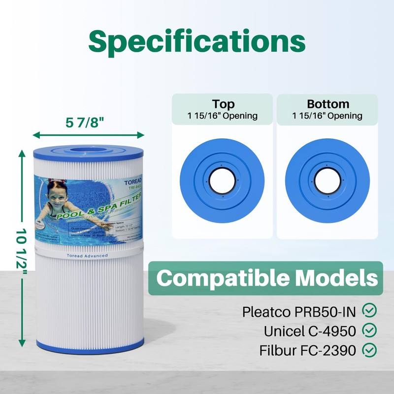 TOREAD Watkins 31489 Replacement Filter, Compatible Pleatco PWK30, Unicel C-6430,