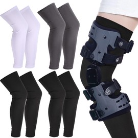 Leg Sleeves, 4 Pairs Knee Sleeves, Knee Brace Forearm Knee Compression Sleeve for Men and Women, Non-Slip Compression Leg Sleeve for Running, Basketball, Sports Protection, 3 Colours