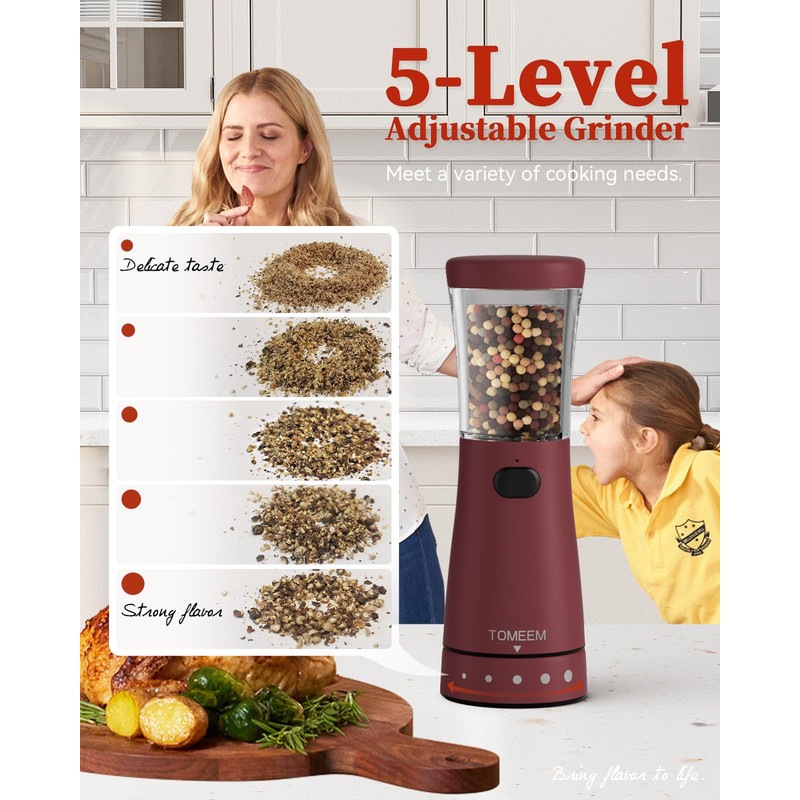 Electric Salt and Pepper Grinder Set with Storage Base, Stainless