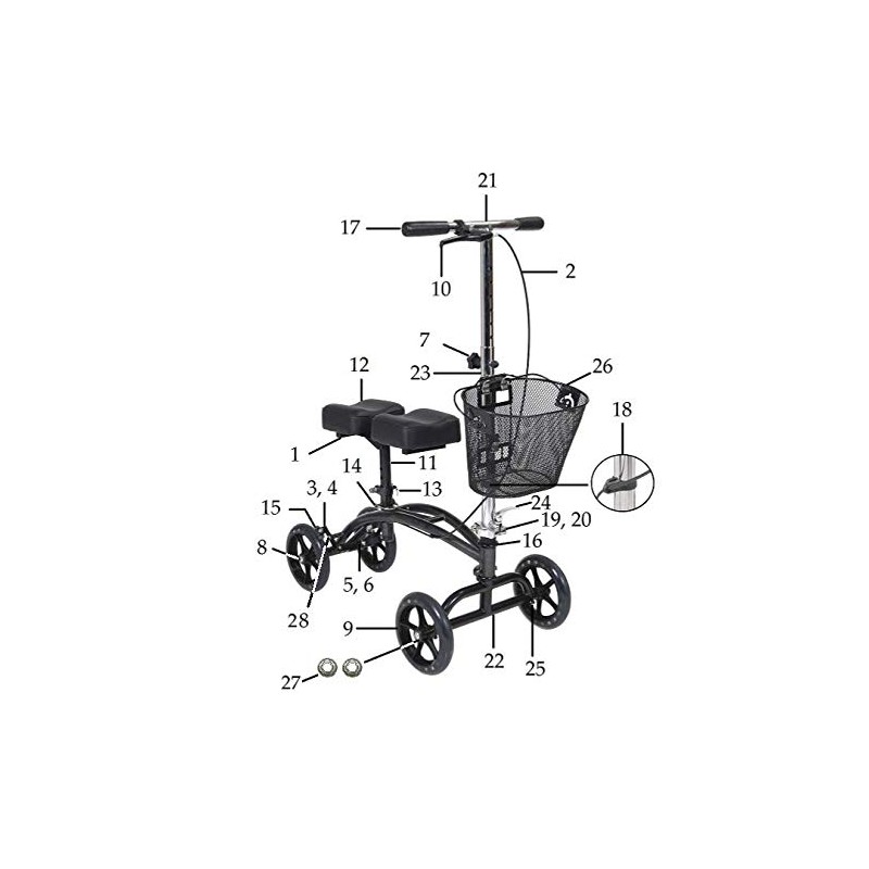 Drive Steerable Knee Walker Replacement Parts (Model 796) (7. Tiller