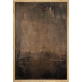 SIGNFORD Framed Canvas Print Wall Art Abstract Earthy Tones Rustic Neutral Illustrations Modern Art Decorative Bohemian Relax/Calm for Living Room, Bedroom, Office - 16"x24" Natural
