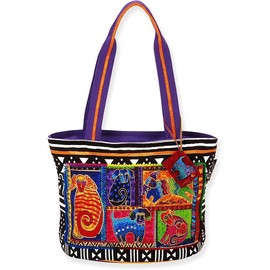 Laurel Burch Dog Tails Patchwork Medium Tote 5210 (Multi)