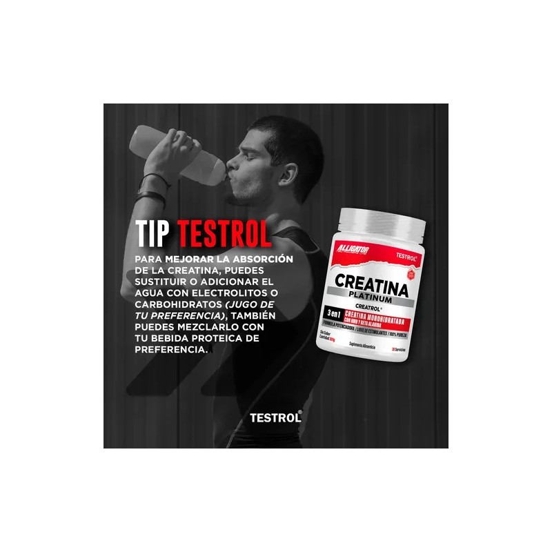 Creatina Platinum Testrol 30 Servicios Sin Sabor Carga Muscular y