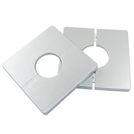 Cionyce Wall Split Flange 33mm Diameter Hole Wall-mounted Water Pipe Cover, ABS Plastics Square Shaped Escutcheon Plates(Silver)