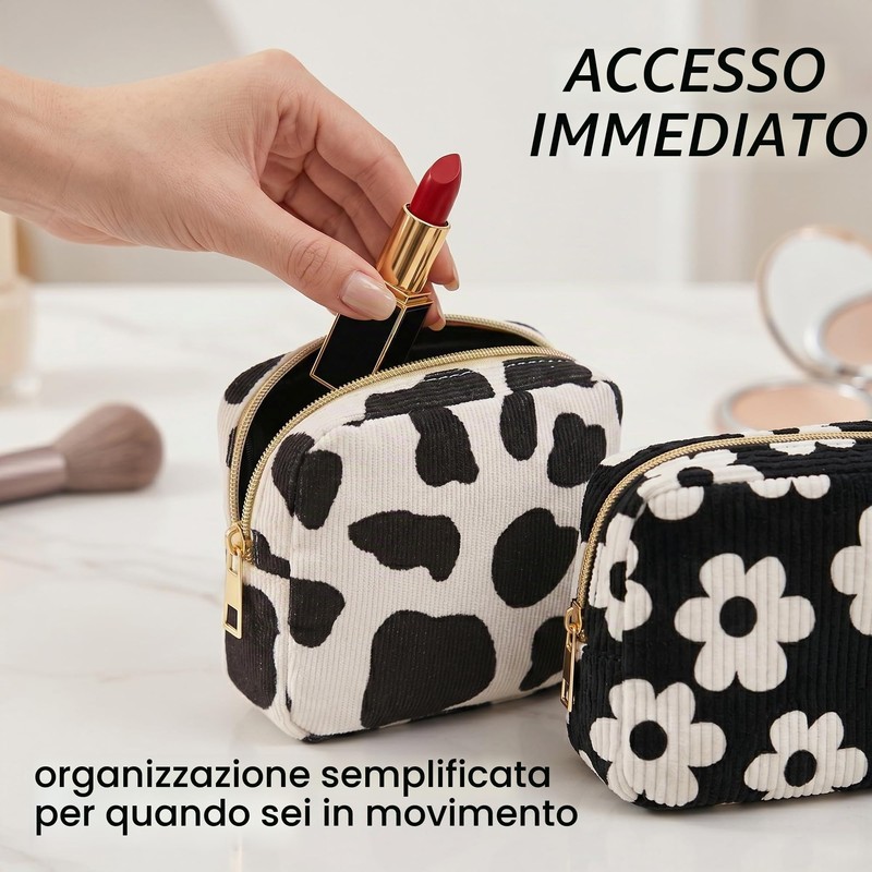 FUHAMJ 2 Pezzi Borsa Per Cosmetici Per Donna, Pochette Trucchi