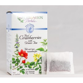 Celebration Herbals Cranberries with Green Tea – Kosher (24 teabags - 43g) | Vaccinium macrocarpon, Camellia sinensis Herbal Blend | Berry-Rich and Tart, Traditional Herbal Preparation