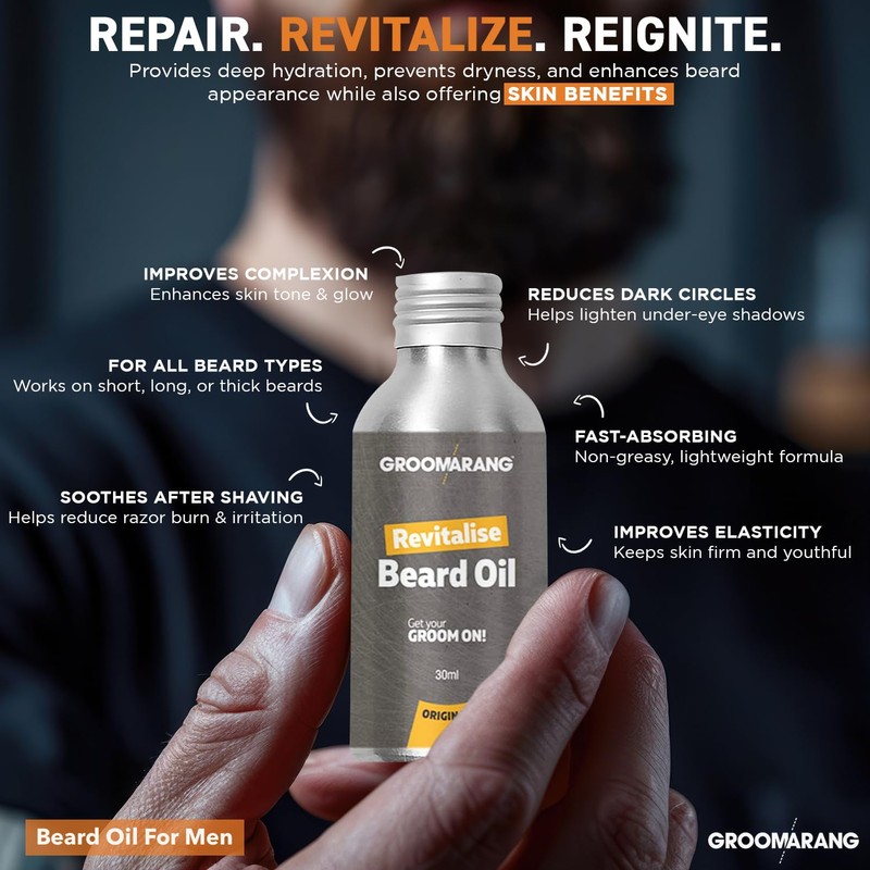 Groomarang Revitalise Beard Oil - Moisturiser & Conditioner For Soft