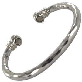 Stargems Pure Copper Magnetic Bracelet Bangle Womens Ladies 2 Magnets Silver 3D Diamond Cut Design Gift Pouch Included