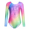Zaclotre Kid Girls Gymnastic Leotard Long Sleeve Color Gradient Sparkly