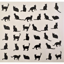 Unbranded Small Black Cat 36 pcs Silhouette Die Cut Scrapbook Cardmaking Embellishment #1