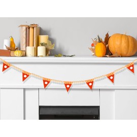 JarThenaAMCS Fall Felt Pumpkin Pie Wood Bead Garland Pre-Assembled Cute Pumpkin Pie Hanging Banner for Autumn Thanksgiving Party Supplies Home Wall Decor