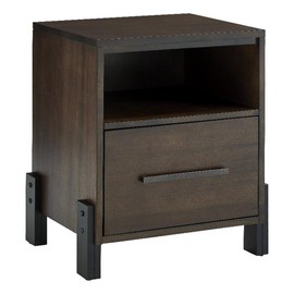 Progressive Furniture Brown Stephenson Wood Nightstand in Nutmeg