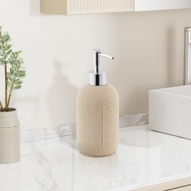 Hand Resin Soap Dispenser Set Bathroom, Dish Soap Dispenser for Kitchen with Pump, Elegant and Minimalist Modern Farmhouse Style Decor (Beige)