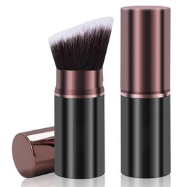 Keriloo Brocha De Maquillaje Kabuki Retráctil De Viaje, Ideal Para Polvos, Base De Maquillaje, Rubor Facial, Difuminado De Líquidos, Bronceadores, Pulido, Protector Solar Y Cosméticos Impecables.