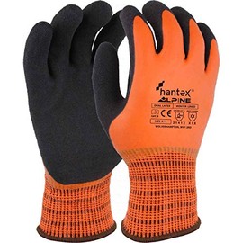 Hantex ALPINE ORANGE Dual Coated Foam Latex Thermal Super Grip Cold Work Gloves (7/Small)
