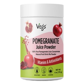 Vegs Pomegranate Juice Powder - Freeze Dried Organic Pomegranate Fruit Juice Concentrated Antioxidants & Electrolytes - Instant Drink Mix Powder for Hydration, Flavoring, Sugar Free 6 oz (Pack of 1)