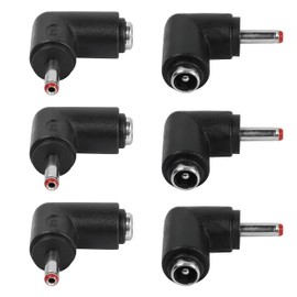 MEIRIYFA 6 Pack DC Plug Adapter 90 Degree Angle 3.5mm x 1.35mm Male to 5.5mm x 2.1mm Female Coupler Converter for Laptop CCTV Camera Strip Lighting