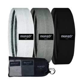 MONZÓ| Bandas de Resistencia para Ejercicio | | Ligas para Ejercicio | Ligas de Resistencia para Ejercicio | Bandas Elasticas | Hip Bands | Light, Med y Heavy| (Blanco, Gris y Negro)