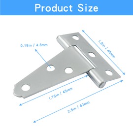 Murtenze 6Pack 2 Inch Silver T-Strap Shed Hinge,Barn Door Hinges Heavy Duty Gate Strap Hinge T Hinges for Barn Door, Shed or Wooden Fences