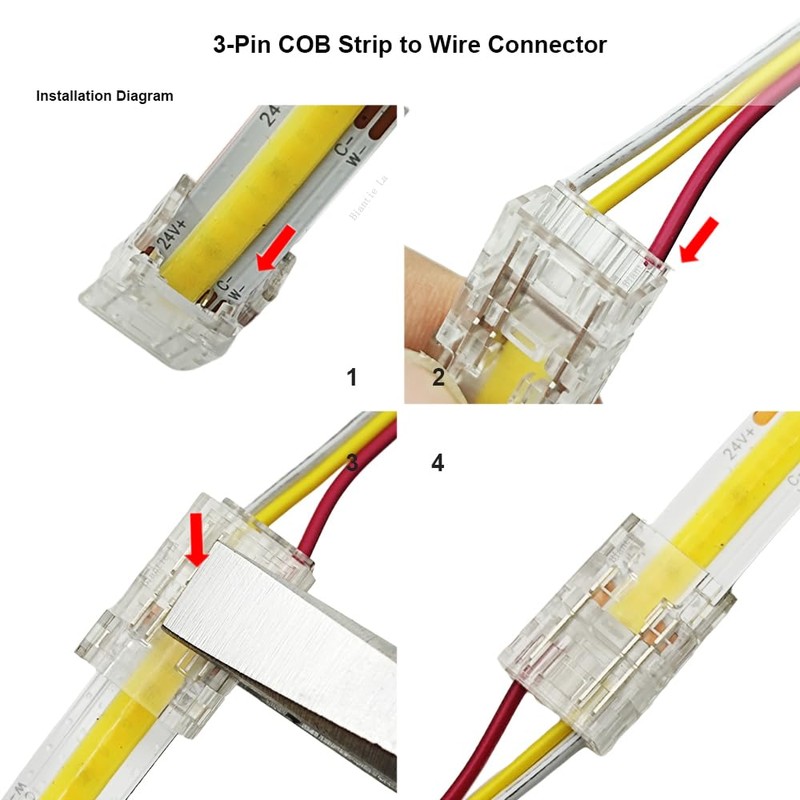 Biantie La 3-Pin 12mm LED Strip Connector, Solderless Clip for