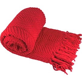 Home Soft Things Tweed Throw Blanket, 50" x 60", Chilli Pepper