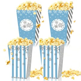 JeVenis 12 PCS Blue Snowflake Popcorn Boxes Winter Onederland Party Supplies Snowflake Party Favors Bags Supplies for Winter Baby Shower Birthday Wedding
