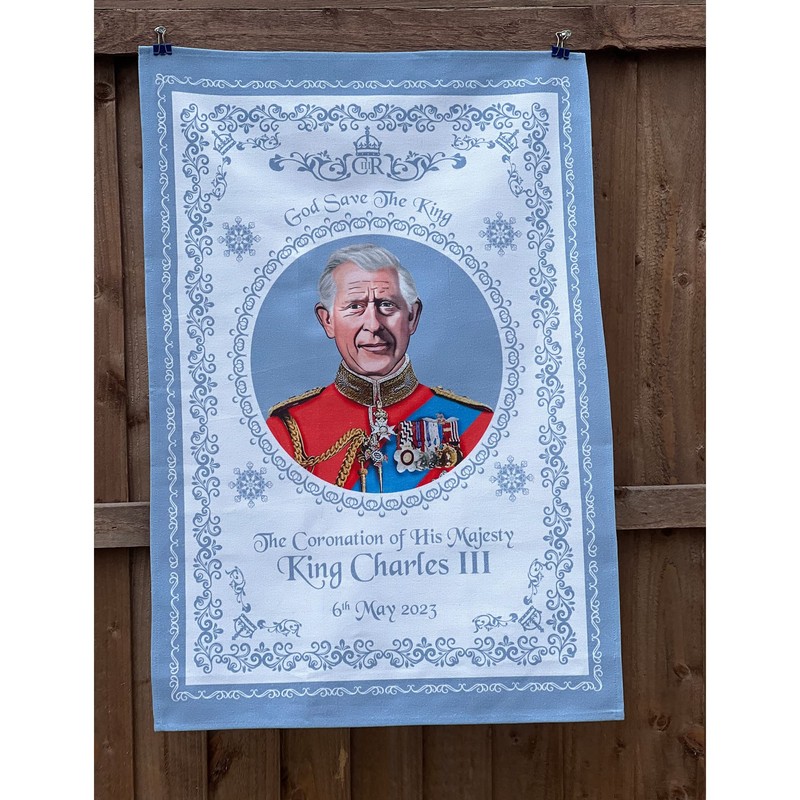 SAJAK King Charles III Coronation Commemorative Kitchen Tea Towel: The