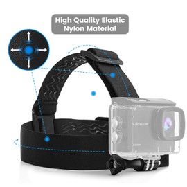 TIMNUT Adjustable Head Strap Mount for Action Cameras Action Camera Accessories, Lightweight & Breathable, Skin-friendly, Black