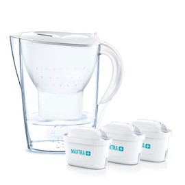 Brita Water Purifier Pot, Marella Filtered Water Capacity: 0.4 gal (1.15 L), Total Capacity 0.8 gal (2.4 L), Includes 3 MAXTRA+ Cartridges