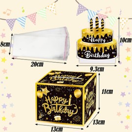 Money Gift Happy Birthday Gift Box DIY Birthday Gift Box Money Gifts Box Puzzle Box Packaging for Friends Children and Adults Money Roll Surprise Box (Black/Gold)