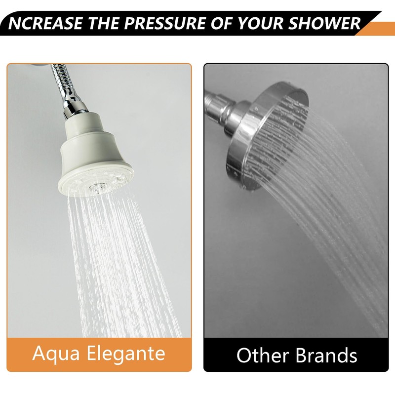 Adjustable Shower Arm, Chrome 11.8 Inches Flexible Shower Head for
