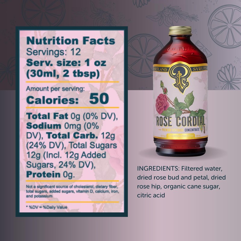 Portland Syrups Rose Cordial Syrup - Craft Exquisite Floral beverages