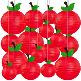 16Pcs Red Apple Classroom Decorations Apple Shaped Paper Lanterns Back to School Decorations Fruit Themed Party Decor Birthday Baby Shower Room Party Supplies