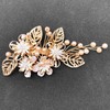 BETITETO Bridal Gold Hair Clips Metal Flower Leaf Pearl Wedding
