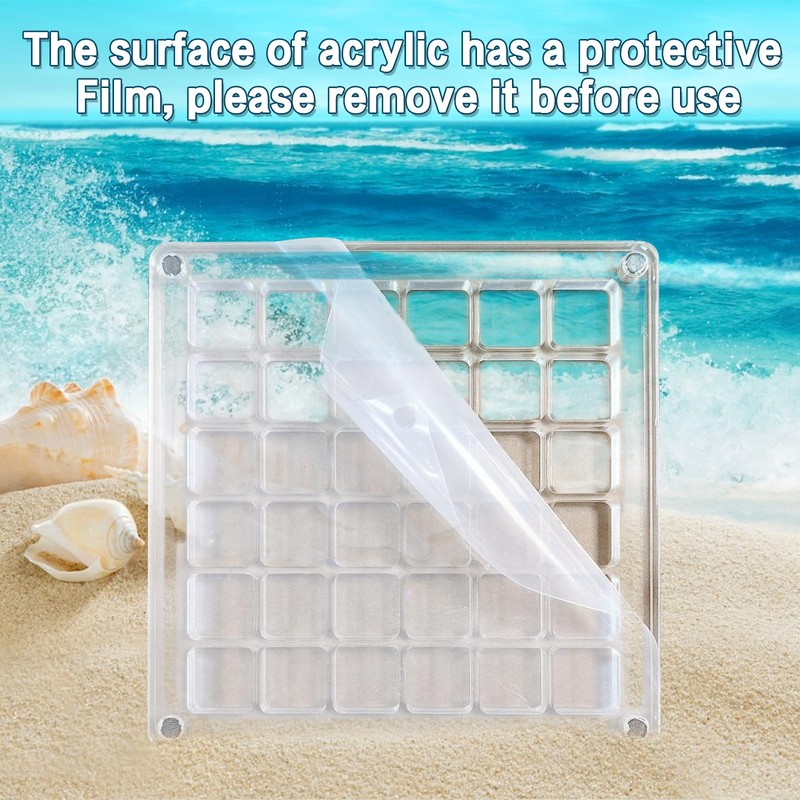 Acrylic Magnetic Seashell Display Box Seashell Storage Box 36 Grids