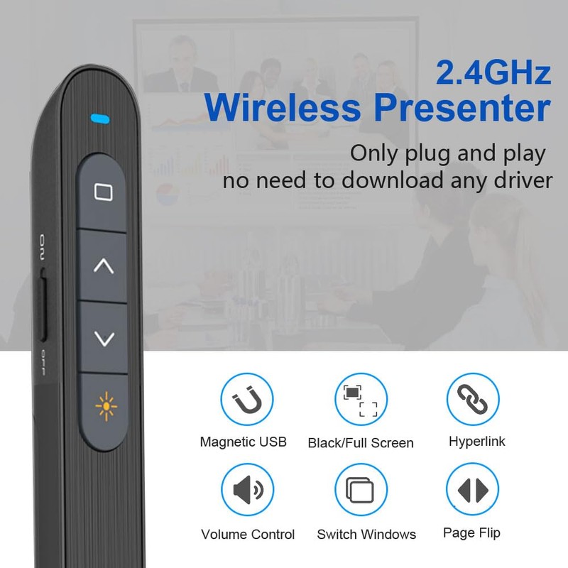 Presentation Clicker for PowerPoint Remote, Hyperlink Volume Wireless Presenter Remote
