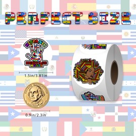 1000 Pcs Hispanic Heritage Month Stickers, 2 Rolls with 8 Patterns,Latin American Countries Flags Sticker for Kids Girls Boys Classroom Rewards Prizes Carnival