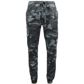 Mens Midnight Camouflage Fleece Tracksuit | Hoodie | Zipper | Joggers (L, Jogging Bottoms)