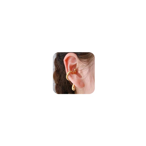 REELMAR Gold Ear Cuffs for Women Teardrop Ear Cuff Non