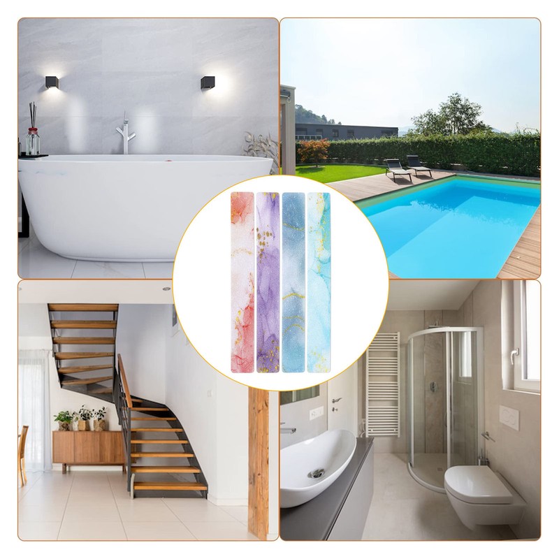 24pcs Bathroom Non Slip Strips Colorful Firm Sticking Waterproof Rubber